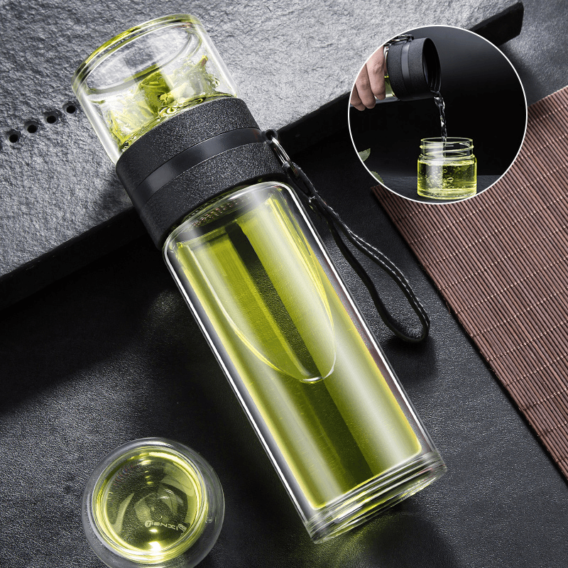 茶水分离泡茶杯过滤双层玻璃杯透明创意水杯便携家用男女耐热杯子