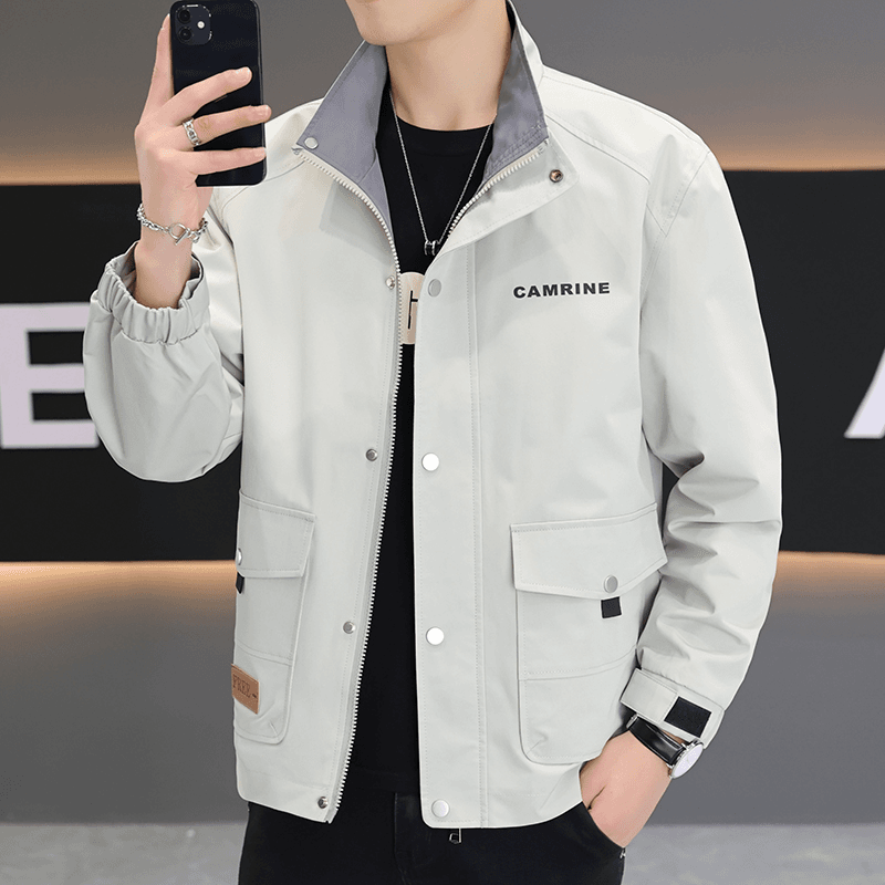 男士立领外套春秋季2023新款轻熟风青年潮牌宽松潮流防风工装夹克