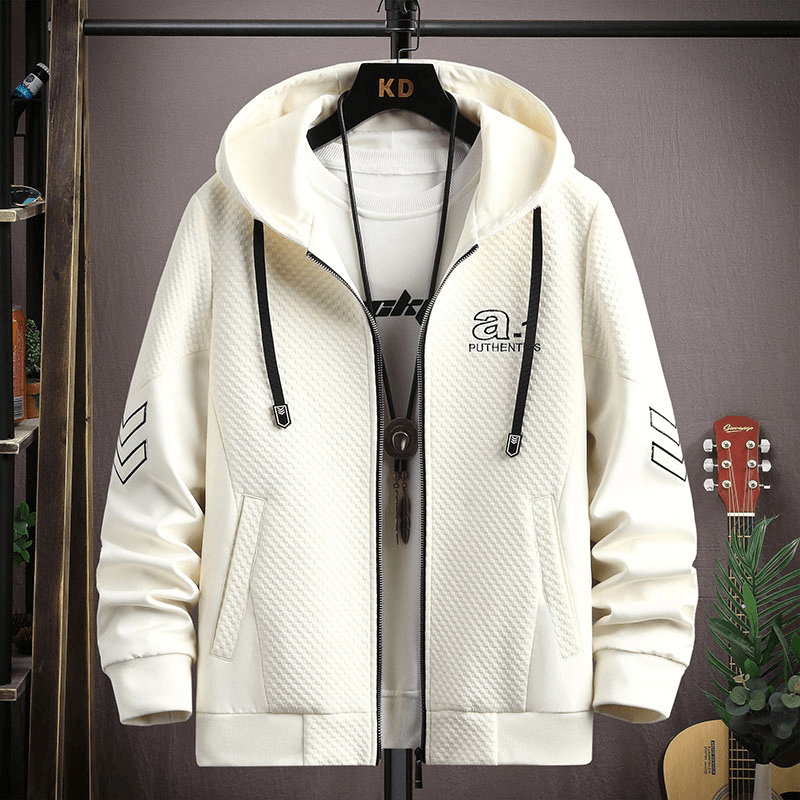 连帽外套男士春秋新款拼接开衫卫衣潮流简约时尚休闲百搭帅气夹克