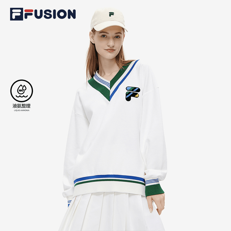 FILA斐乐套头卫衣女子潮流时尚运动撞色经典针织上衣T11W243204F