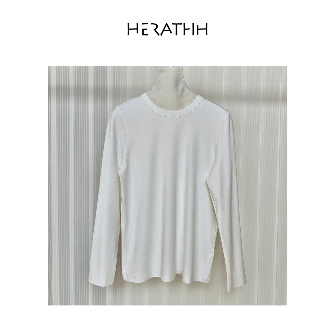 HERA'【麦穗】定制50支精梳棉刺绣绒感白T