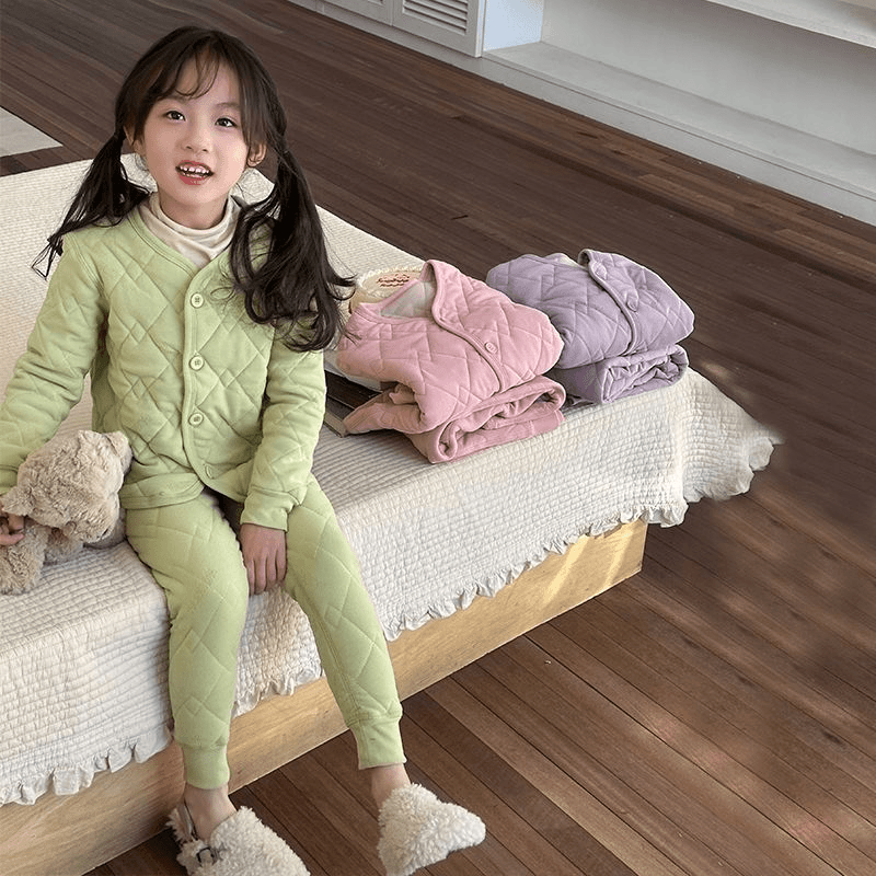 新款两件套女童保暖内衣套装儿童校服神器23新款上衣外套加绒加厚