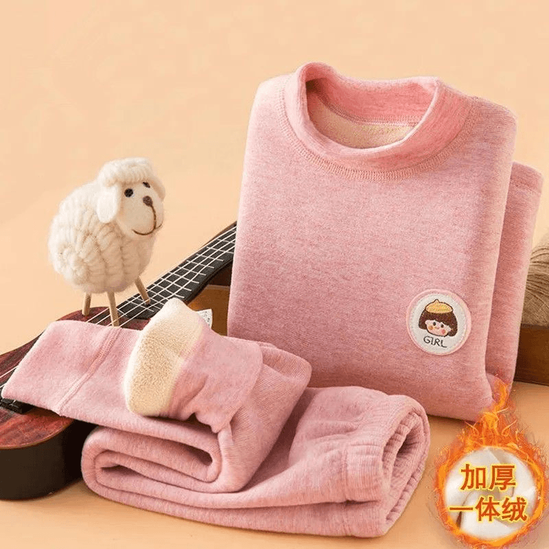 儿童保暖内衣套装加绒加厚发热秋衣秋裤冬季男女童家居服睡衣外穿