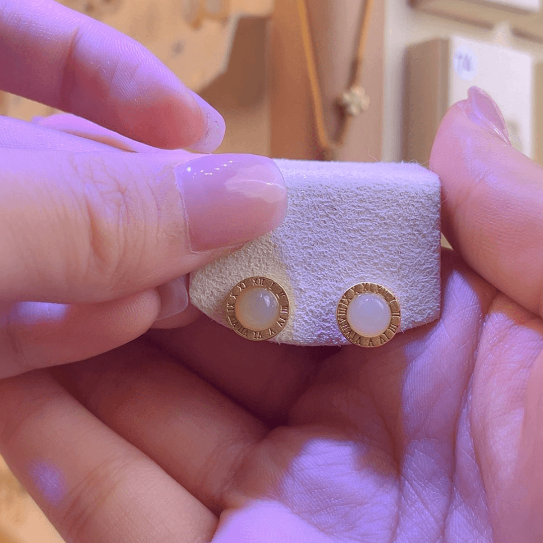 【闪购商品】和田玉耳饰银S925镀金镶嵌