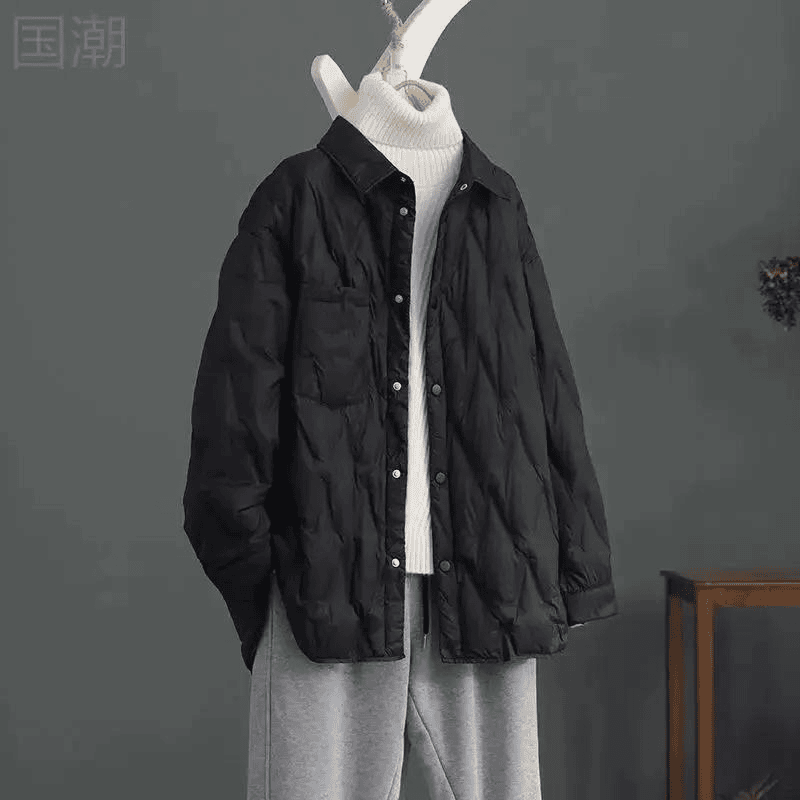 爆款轻薄款衬衫羽绒服女年秋冬新款休闲宽松显瘦夹羽绒保暖