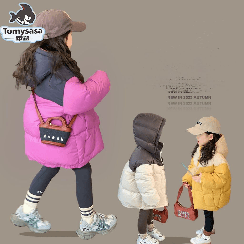 女童羽绒衣棉服2023冬季新款儿童双面穿加厚棉衣女宝宝连帽防寒棉