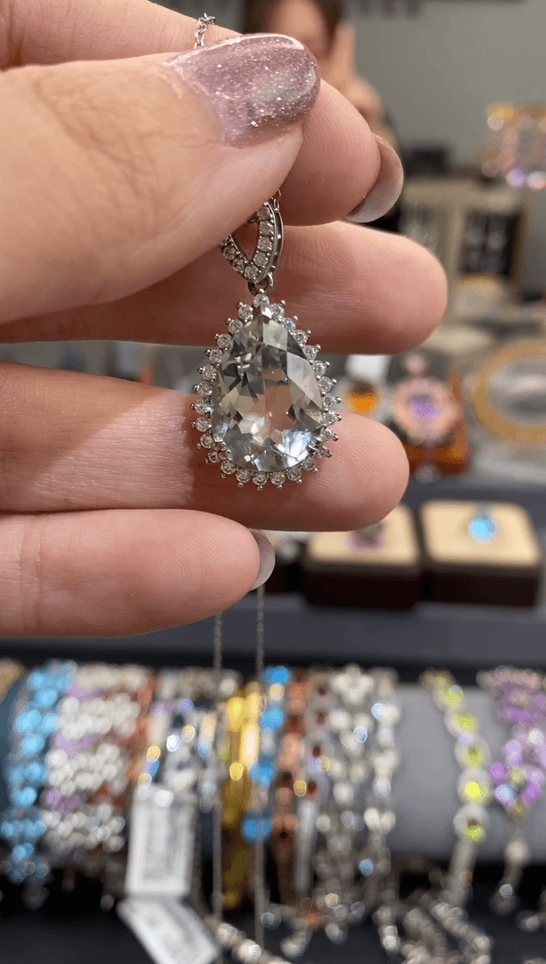 【闪购商品】绿水晶吊坠银S925镶嵌水晶吊坠