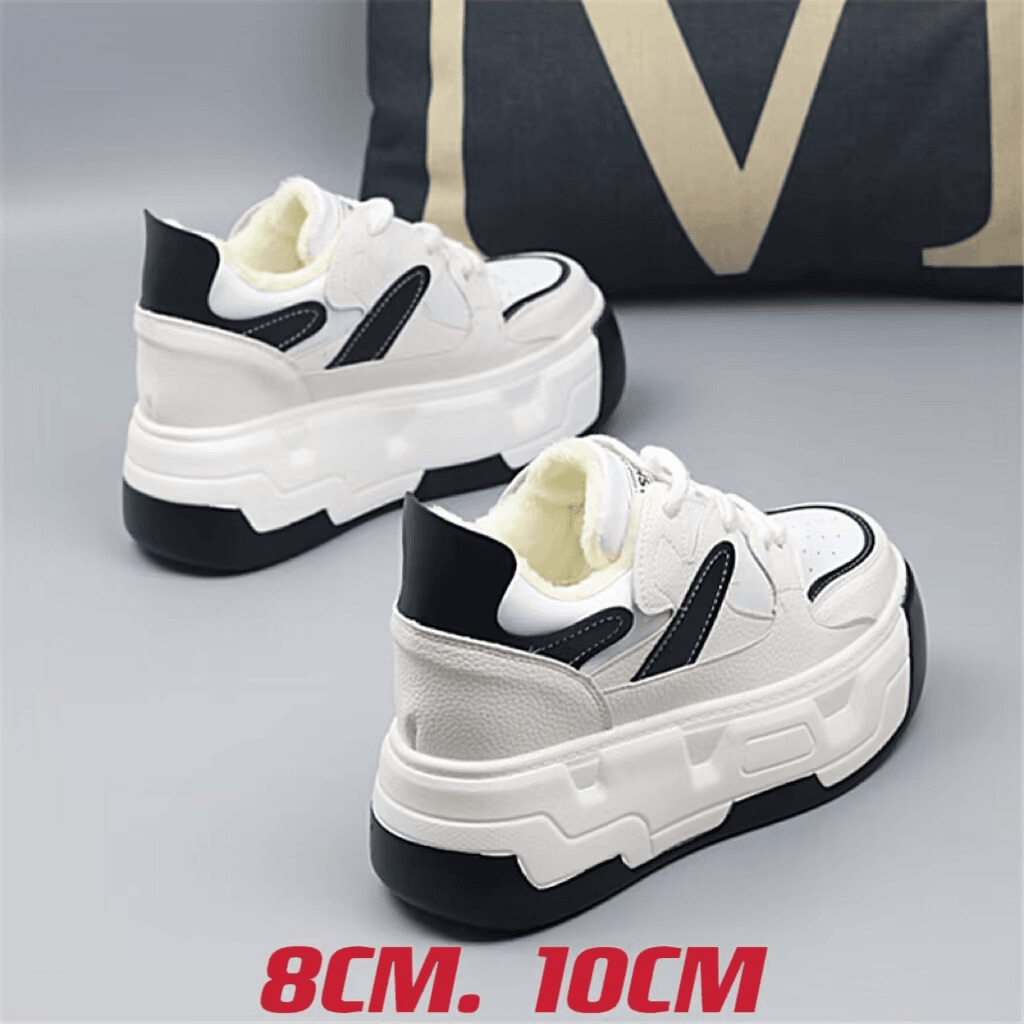 荐加绒10厚底小白鞋女鞋2023年新款百搭显瘦内增高跟松