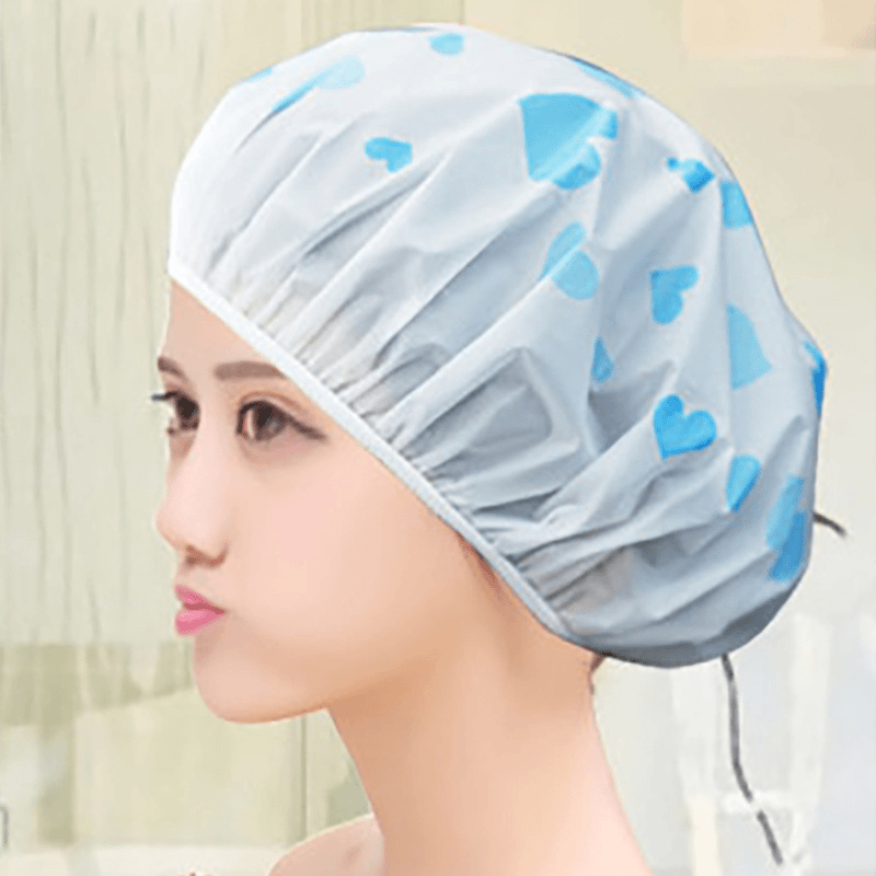 彩色PEVA浴帽加厚防水头套防尘磨砂卡通印花可重复使用一次性浴帽