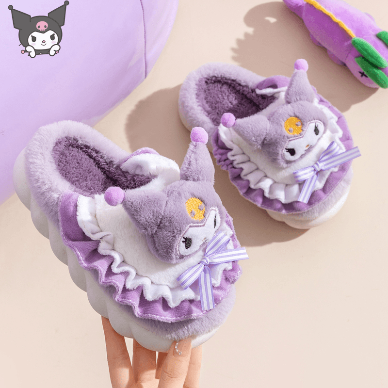库洛米儿童棉拖鞋女童秋冬季2023新款室内亲子棉拖鞋厚底毛绒居家