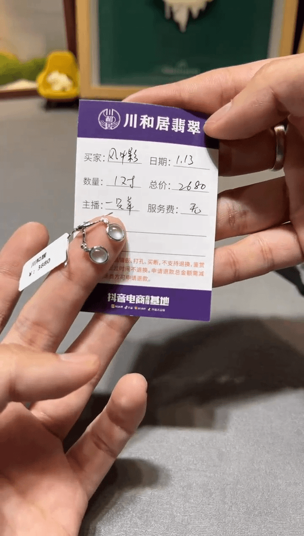 【闪购商品】翡翠耳环18K金镶嵌 定向 风中影