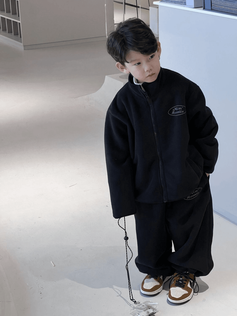 巴拉拉吧男童女童摇粒绒特厚套装冬季儿童加绒拉链立领外套休闲可