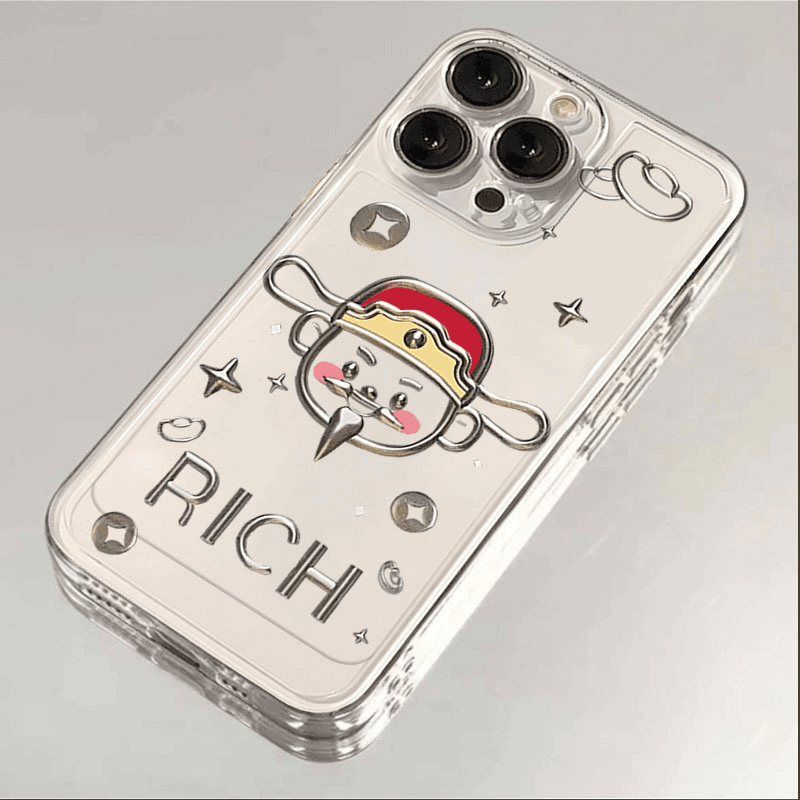 线条财神适用苹果15手机壳vivo14plus华为13Pro小米12max11oppoxr