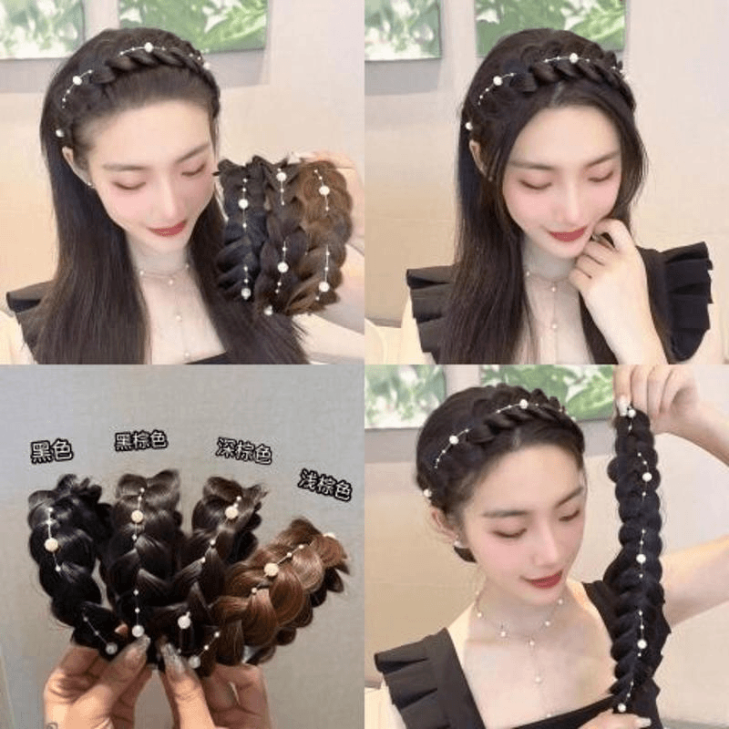 麻花辫假发发箍女发卡鱼骨辫编发头箍网红一体高颅顶压发防滑洗脸