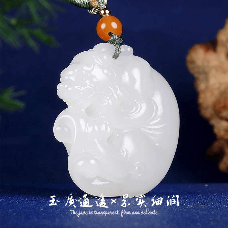 【左氏珠宝】0432天然新疆和田玉精雕白玉瑞兽貔貅吊坠细腻油润玉质