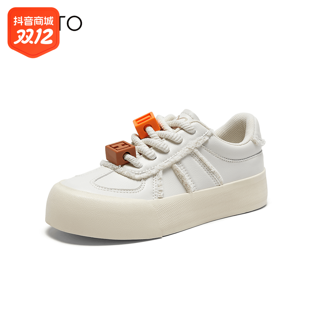 百思图2023秋季新款时尚街头运动休闲板鞋厚底女休闲鞋VC129CM3