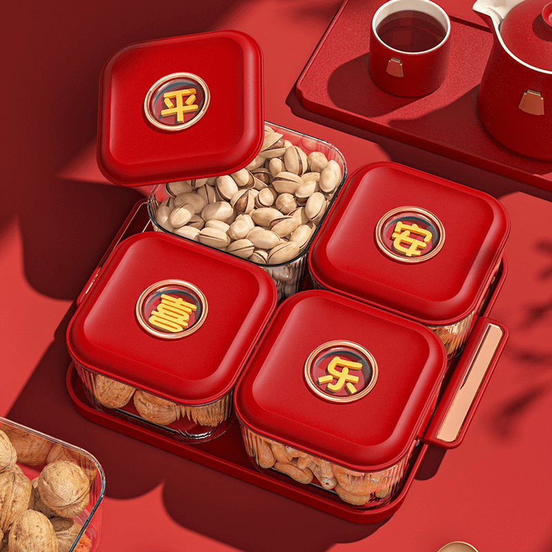 家用透明水果盘客厅茶几糖果盘坚果干果收纳盒茶点零食摆放盘礼品