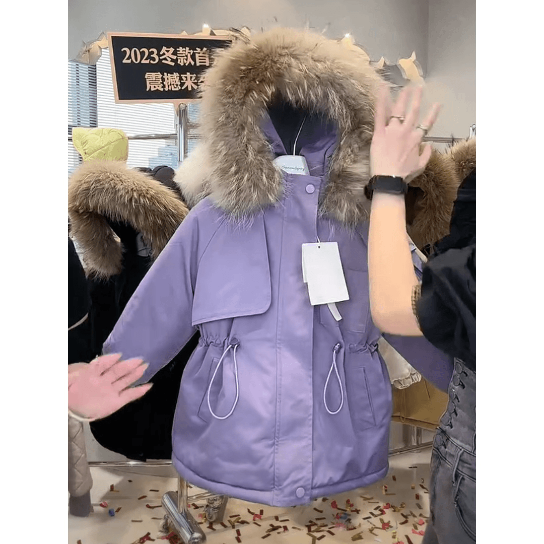 女童冬季加绒加厚外套棉服中大童连帽派克服宝宝棉袄中长款棉衣冬
