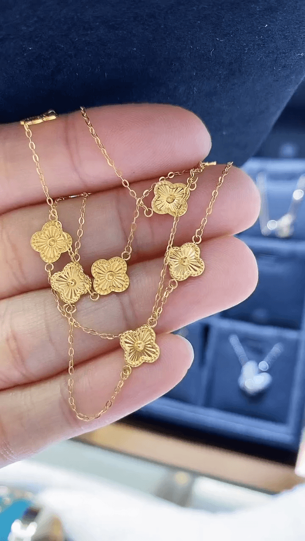 【闪购商品】18K金颈饰素金十花项链（K黄）