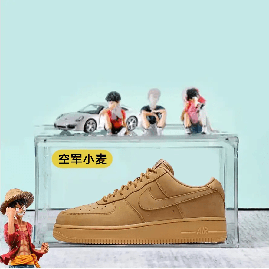 男女鞋Air Force 1低帮小麦空军一号白色板鞋休闲亚克力运动鞋盒