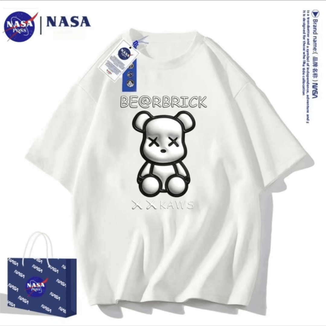 NASA CLOT联名款春款国潮圆领常规短袖套头时尚同款--圆头熊