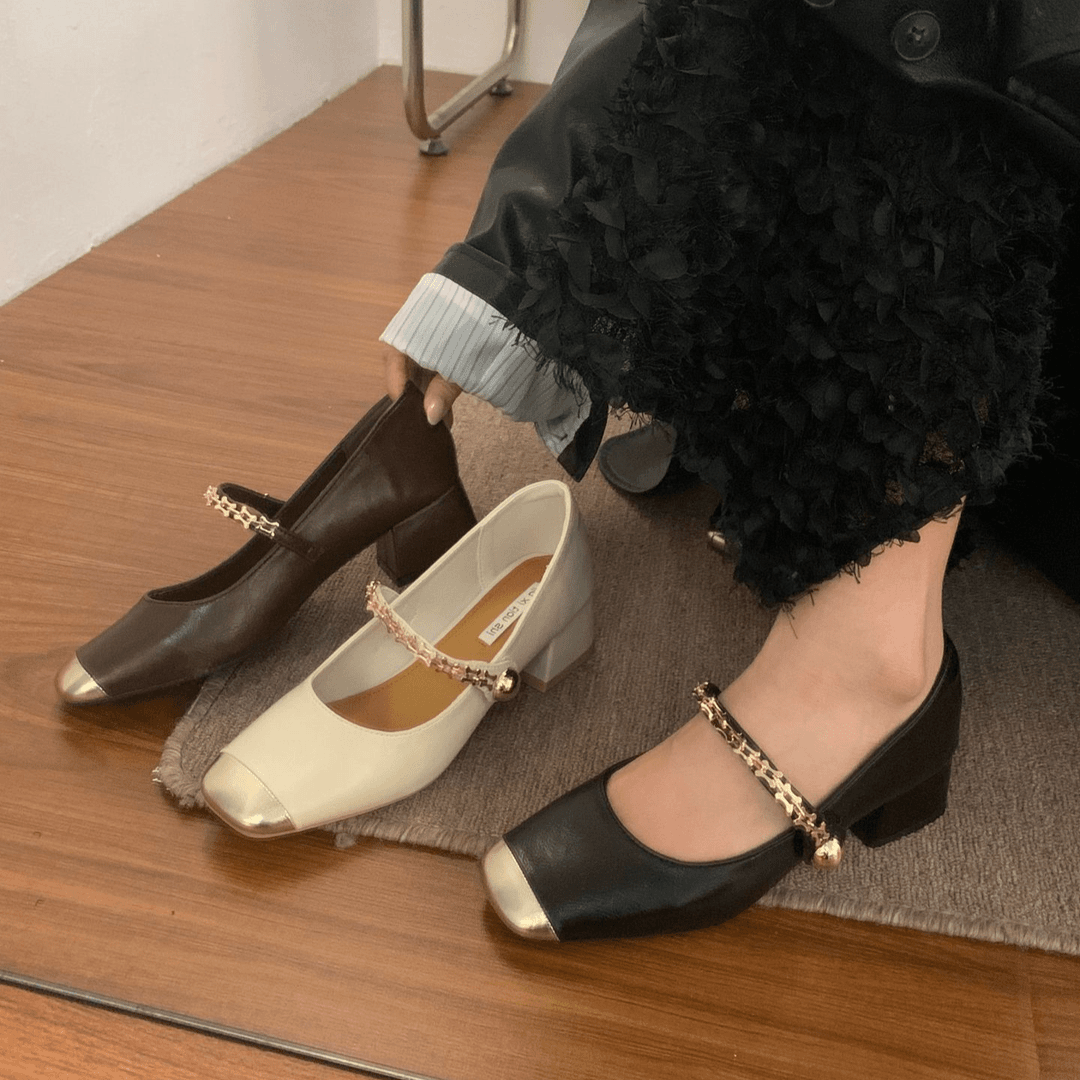【真皮材质】粗跟法式小香风玛丽珍单鞋女鞋子女爆款晚晚船鞋D219
