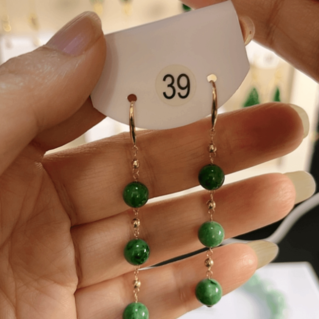 【闪购商品】翡翠耳饰18K金镶嵌笑**王