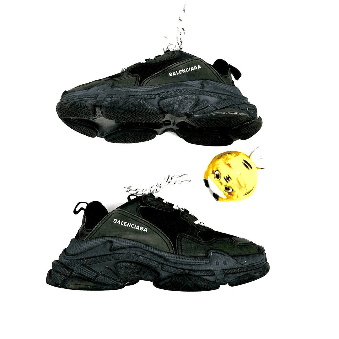 41码 Balenciaga/巴黎世家 黑色做旧款Triples老爹鞋95新/无配件