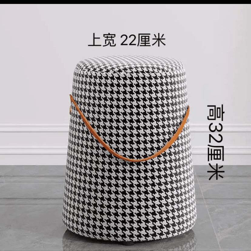 丽巢粉丝专享 千鸟格手提凳换鞋凳客厅入户凳凳子小凳家用榻榻米