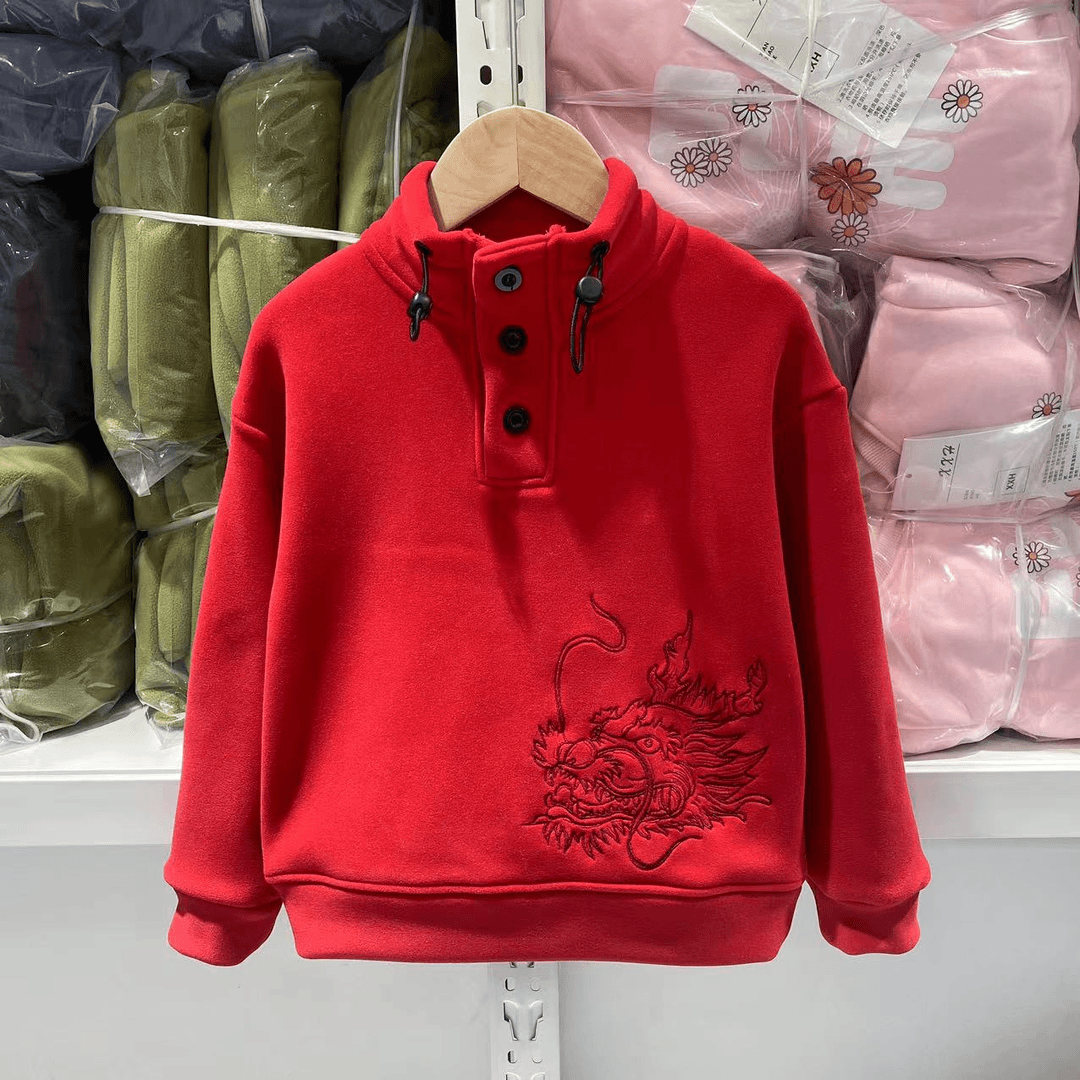 伊人家龙年大吉儿童加绒年服卫衣    025