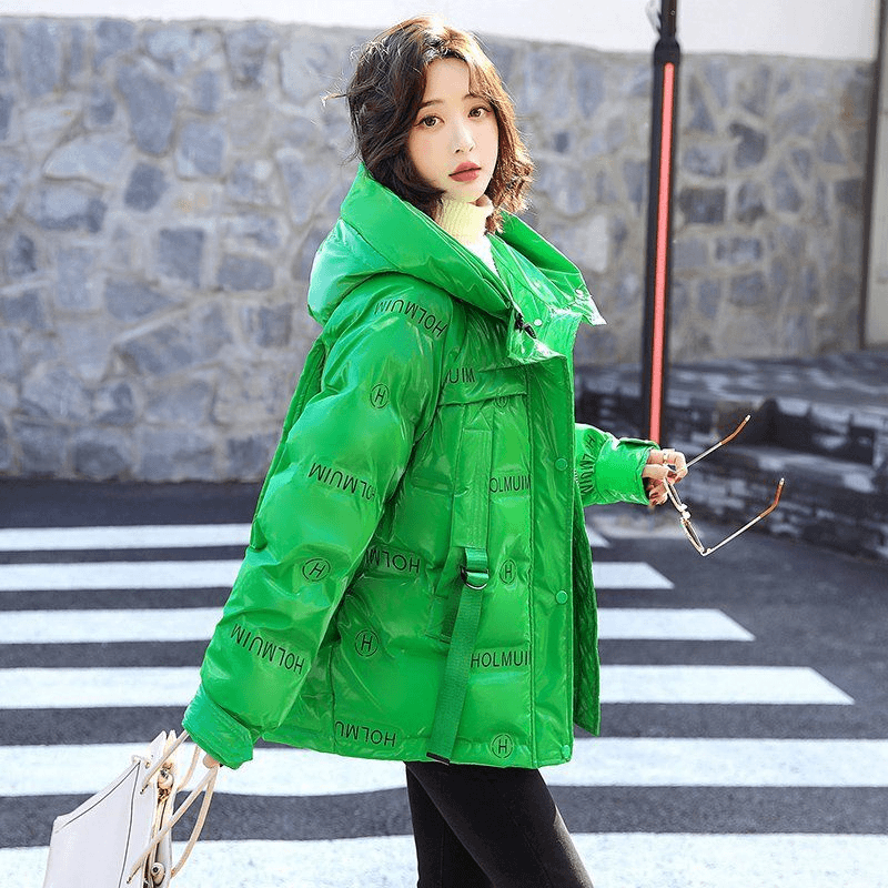 爆款免洗羽绒棉服女2022新款时尚字母设计感小众加厚冬季爆款保暖