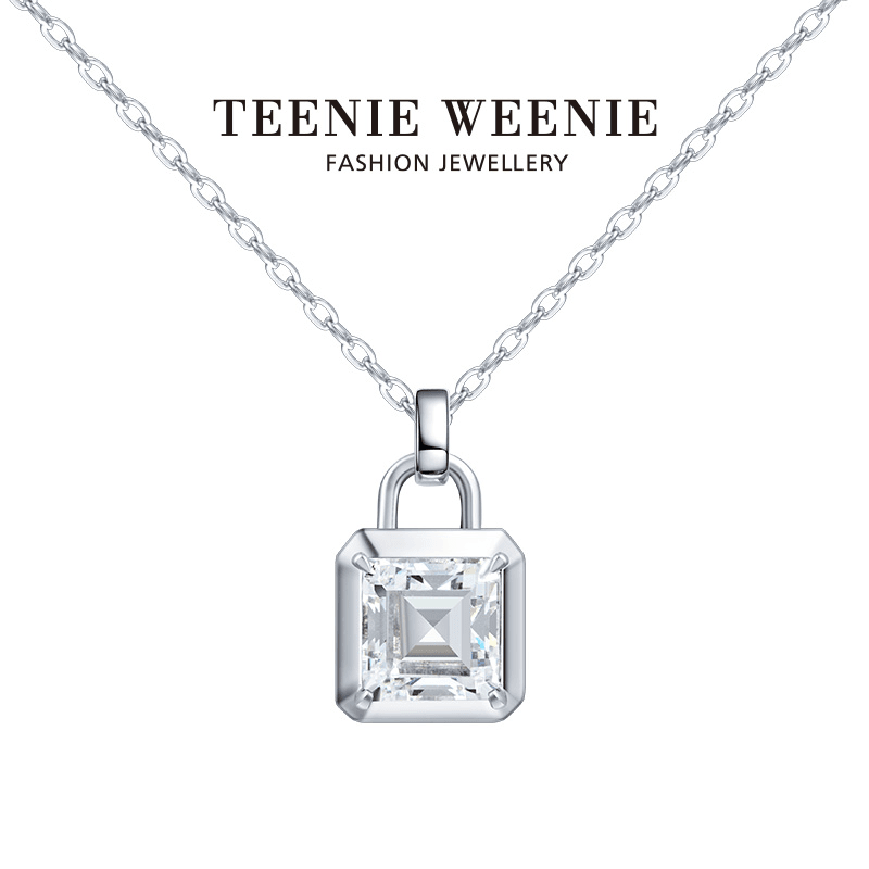 Teenie Weenie 铜合金项链 小熊”锁“住爱新品项链小众轻奢坠链