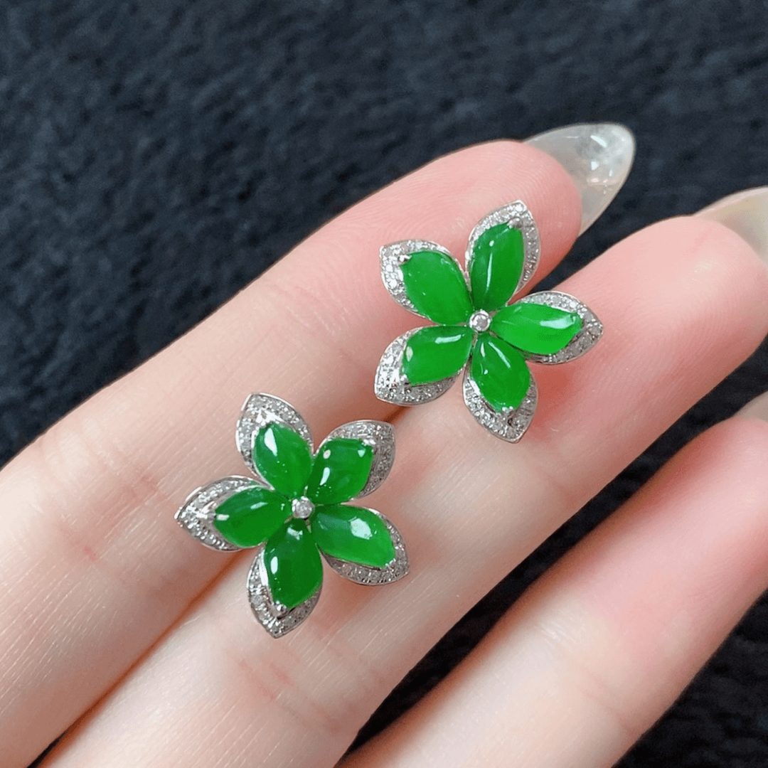 【闪购商品】翡翠耳环18K金镶嵌签收后24小时鉴赏期，过时不退