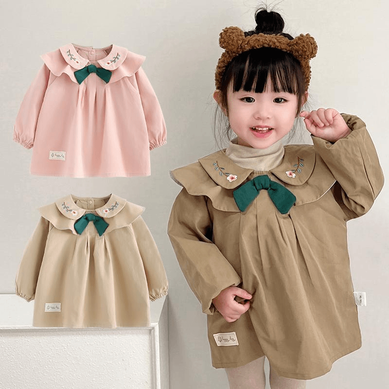 2023秋冬新款罩衣女宝宝公主护衣防水儿童围裙女孩棉洋气围兜