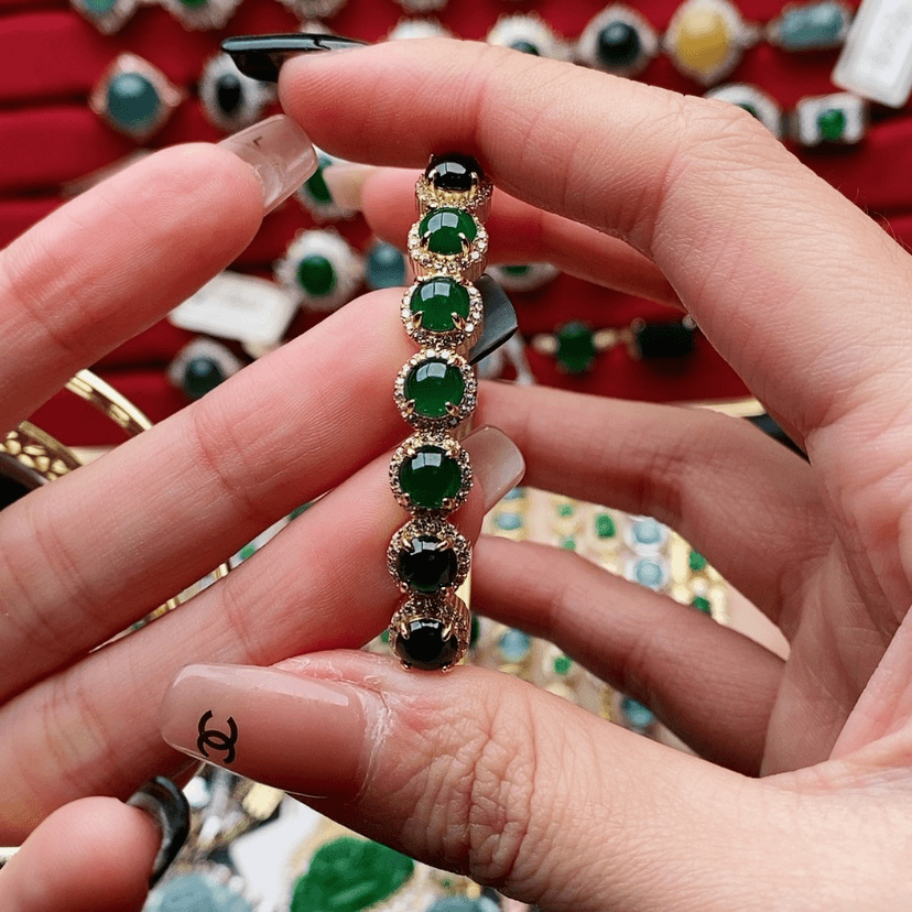 【闪购商品】翡翠手链银S925镶嵌么***哒