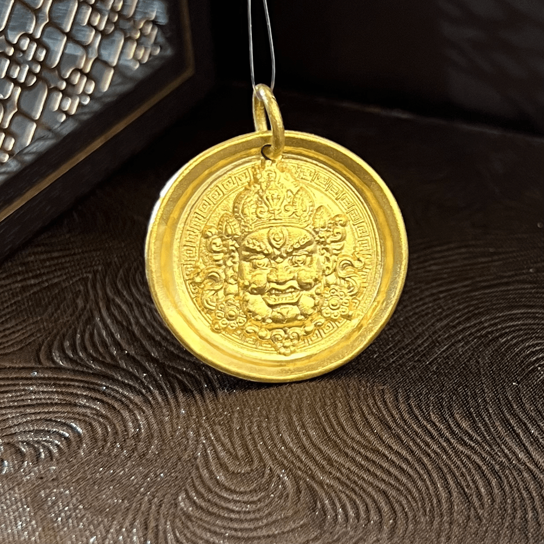 足金999 黄财神手工錾刻吊坠