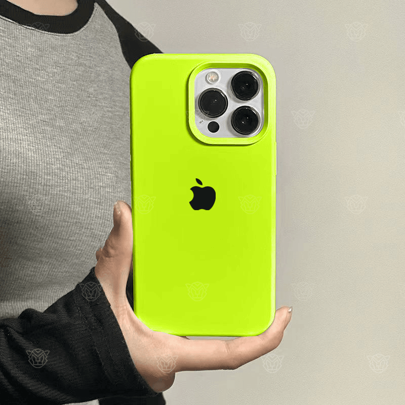 液态硅胶荧光绿iPhone15Promax手机壳ins简约防摔苹果14/13保护套