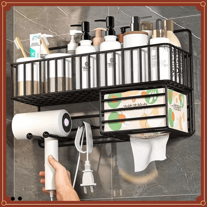 吹风机置物架卫生间洗漱台免打孔收纳厕所浴室支架洗手间【恒然】