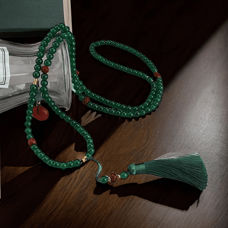合金玻璃项链 新中式复古服装配流苏饰项链斜挎背项链多圈手链