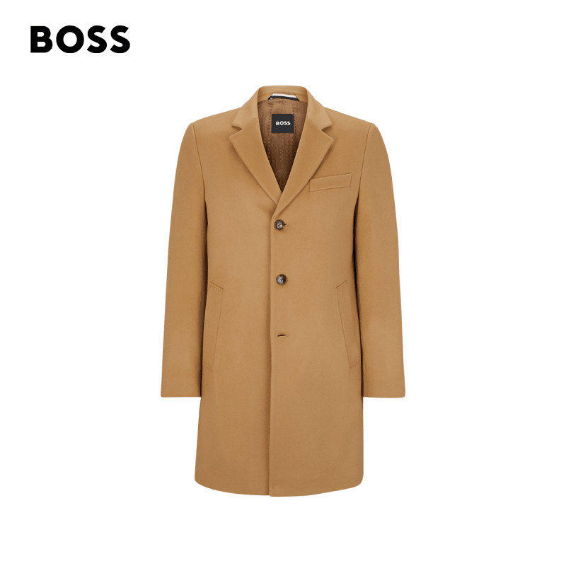 BOSS雨果博斯 男士2023秋冬休闲羊毛加羊绒修身版型外套50502327