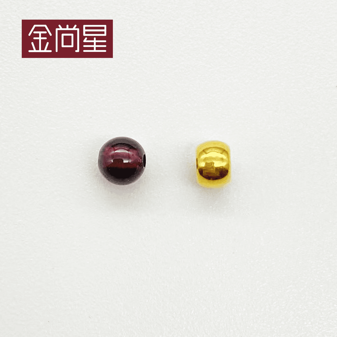 足金石榴石首饰 金珠4mm多样性发（10颗送链子）（金珠带证书）A