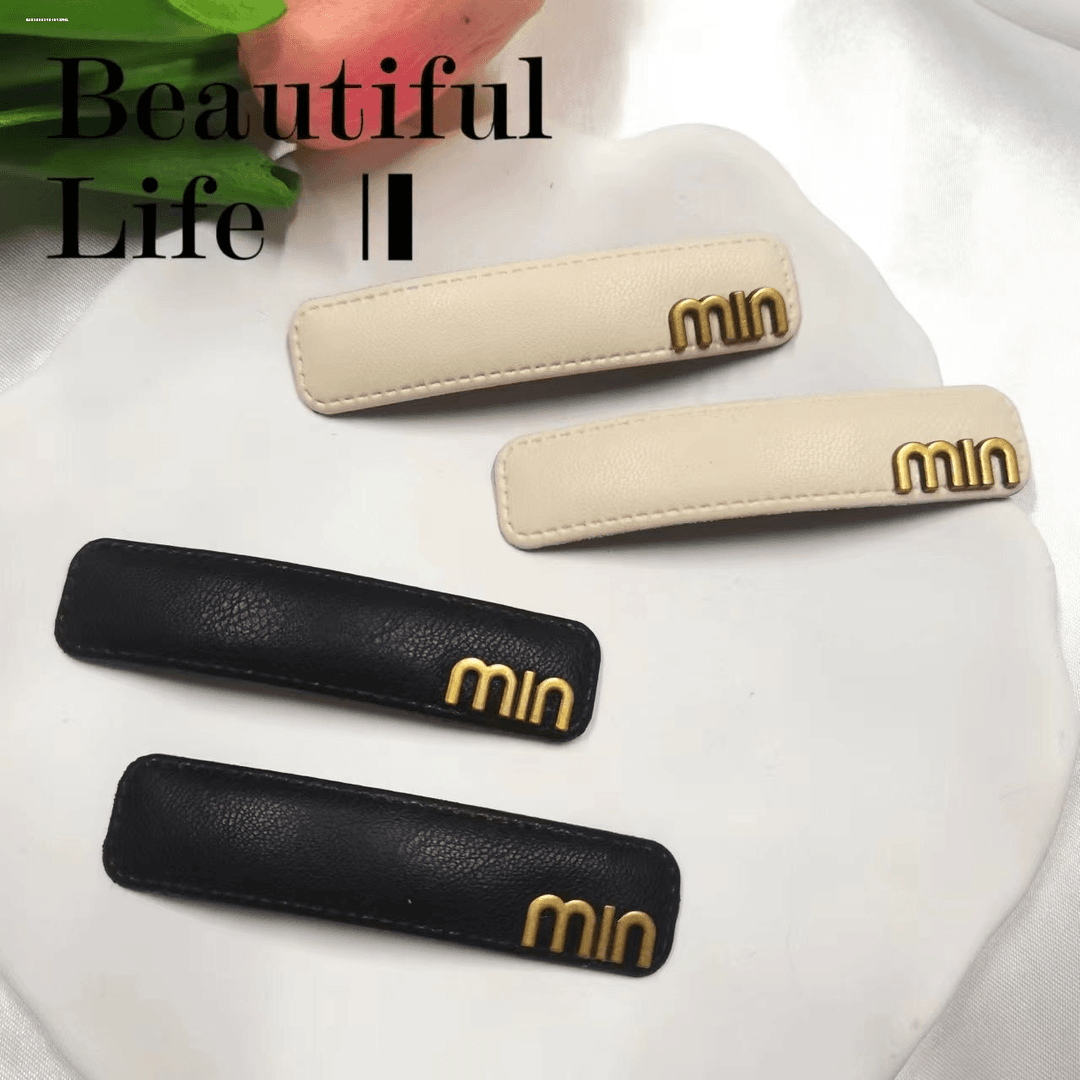 皮革字母BB夹头饰简约新款精致侧边夹刘海甜妹小众发饰碎发夹子