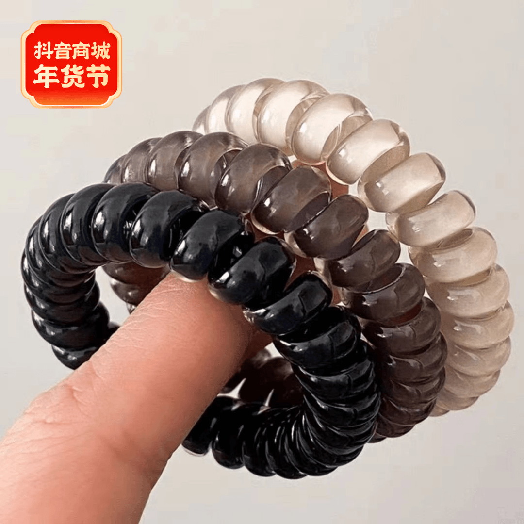 百搭2023韩版透明高弹力电话线亮色发饰头绳气质发圈无痕扎丸子头