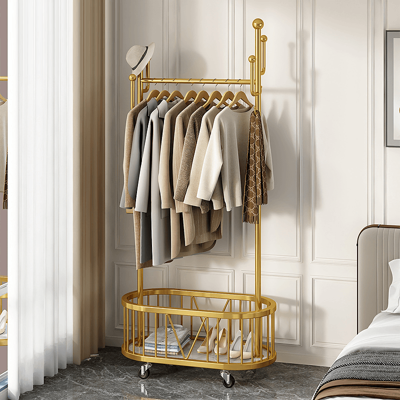 落地卧室挂客厅带轮可移动晾网红轻奢简易衣帽架