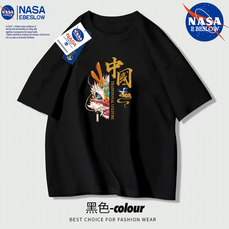NASA联名oversize新款潮牌印花男士百搭夏季休闲T恤时尚潮牌半袖