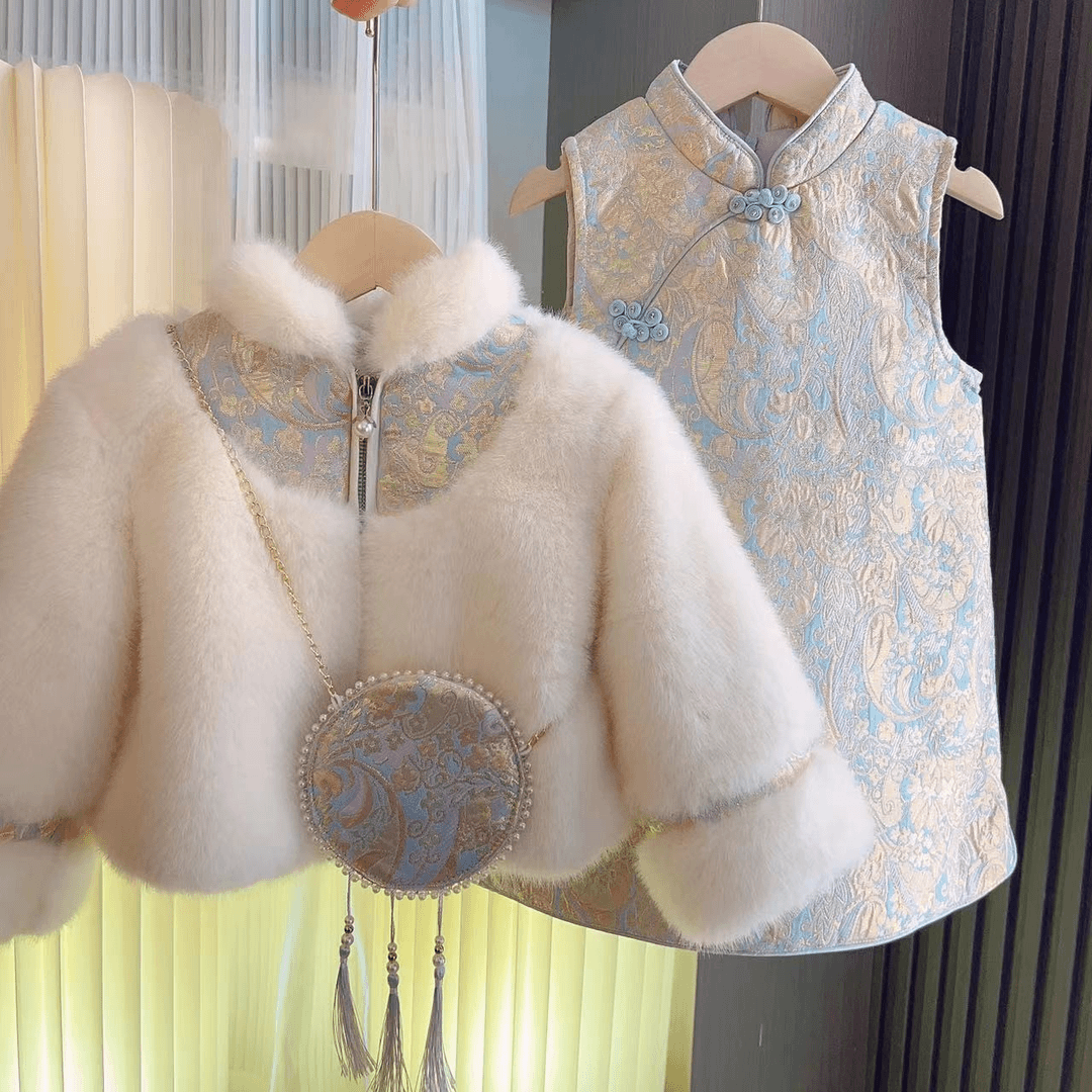 新款中国风唐装冬装加厚汉服儿童套装过年服喜气新年款洋气拜年服