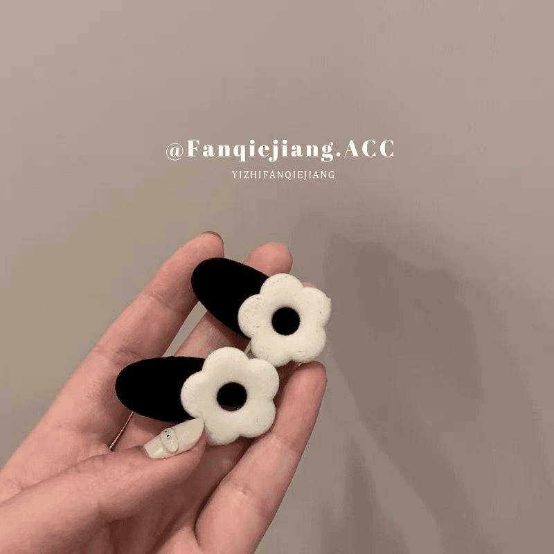 【西界】可爱植绒花朵发夹少女心侧边刘海夹子公主头前额边夹发卡