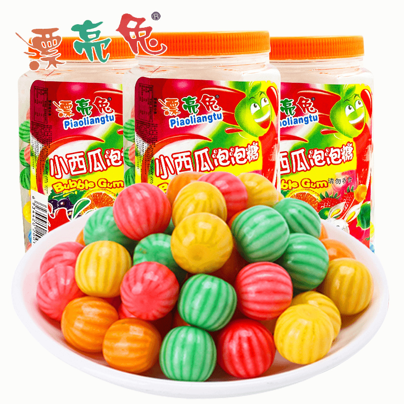 漂亮兔西瓜泡泡糖颗口香糖8090后怀旧小零食儿时经典童年果味糖果