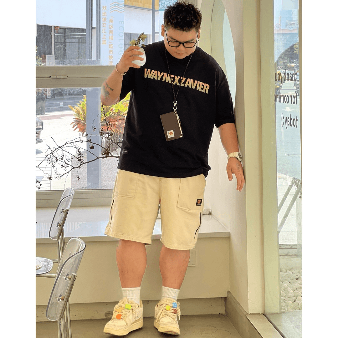 韦恩泽维尔大码重磅T恤男宽松夏季加肥加大潮流胖子短袖t恤8524