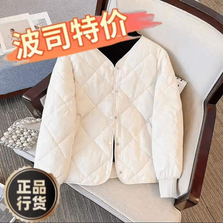波司澄羽绒服新款爆款2023棉服女装短款菱格ins无领小香风轻薄冬